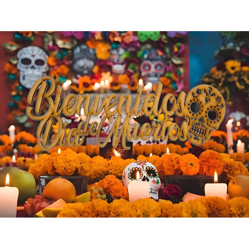 Letrero Altar Dia De Muertos 80x30cm Madera Mdf  Decoracion