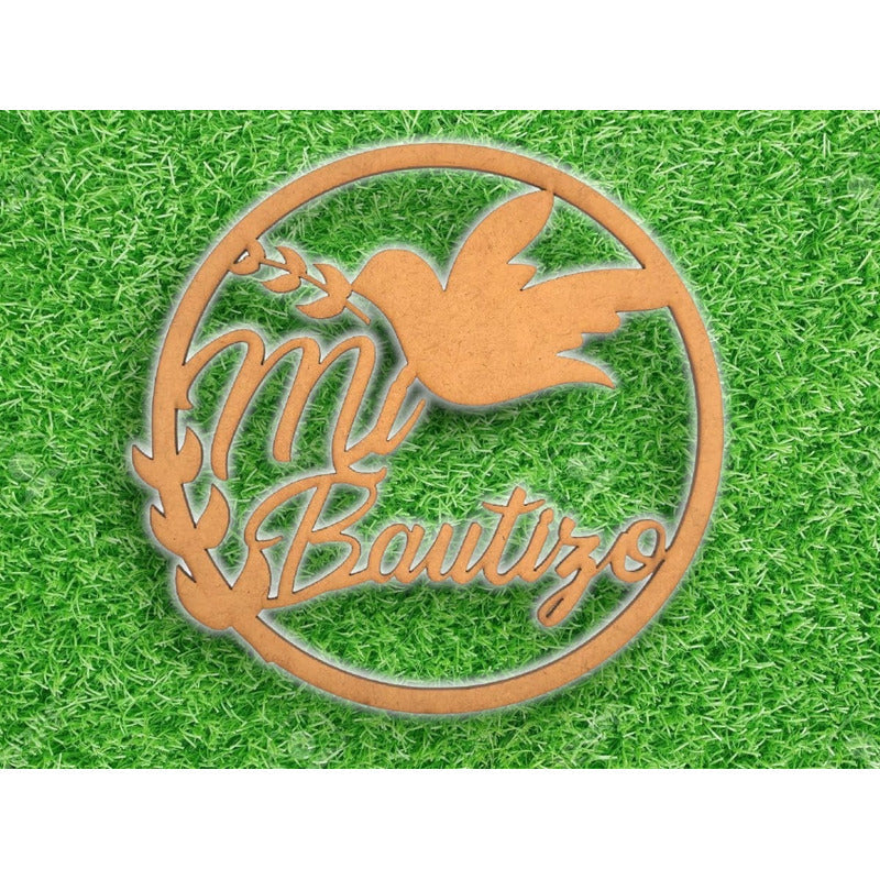 Letrero Mi Bautizo Circulo 50cm Madera Mdf Decoracion Fiesta