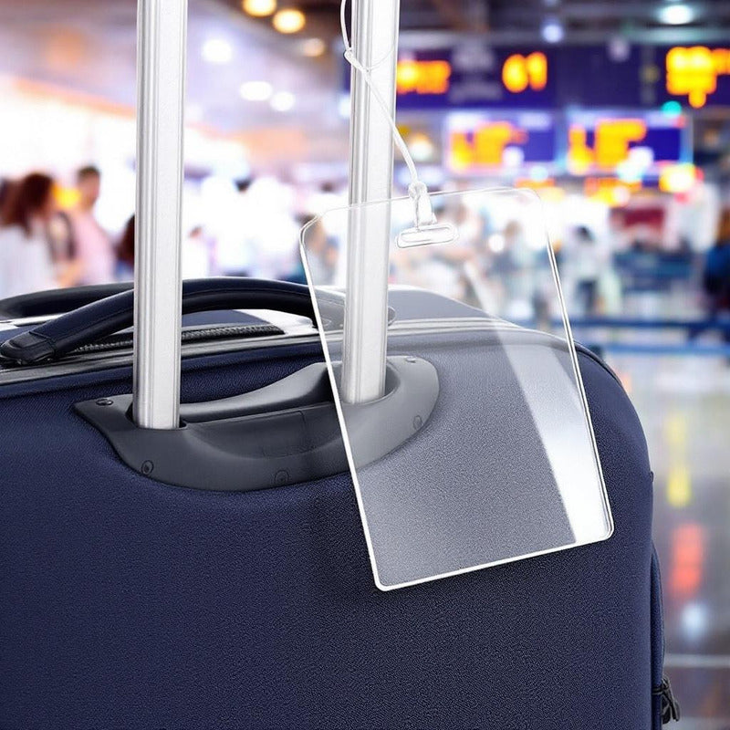 30 Tags Rectangular Acrilico Transparente 2mm 11x6cm Maleta