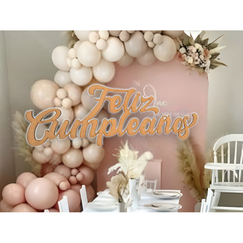 Letrero Feliz Cumpleaños 80x30cm Madera Mdf Decoracion Fiest