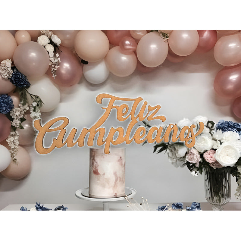 Letrero Feliz Cumpleaños 80x30cm Madera Mdf Decoracion Fiest