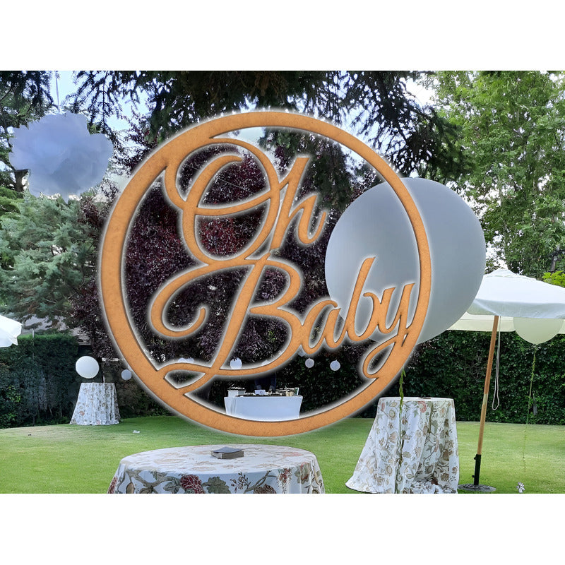 Letrero Oh Baby Circulo 60 Cm Madera Mdf Decoracion Fiesta