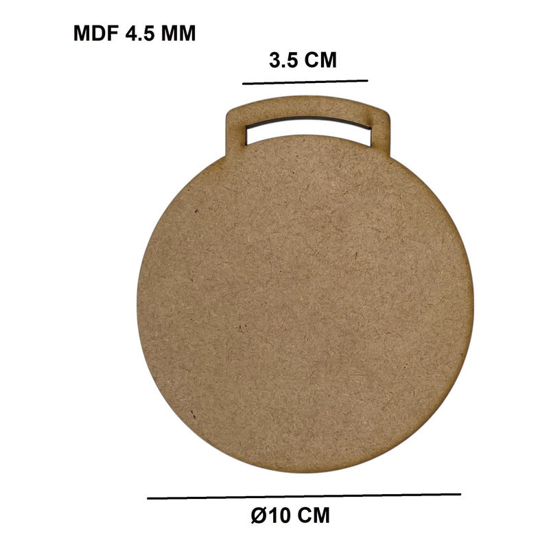 Medalla Mdf Color Natural 10 Cm 10 Piezas 4.5 Mm Grandes