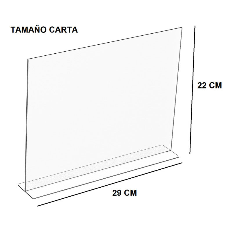 5 Porta Menu Acrilico Exhibidor Folleto Carta Horizontal 2mm