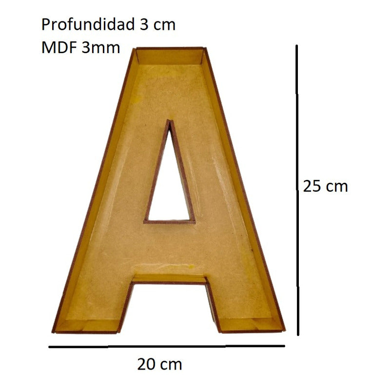 Caja De Letra 3d Abecedario Madera Mdf 3mm Centro Mesa 25cm