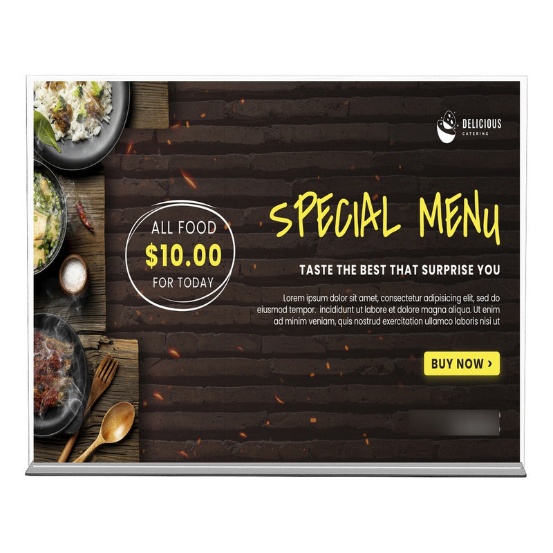 Porta Menu Letrero Acrilico Tamaño Media Carta 22x15cm 2mm