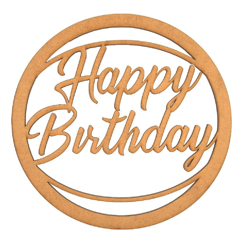 Round 60 cm MDF wooden Happy Birthday sign decor