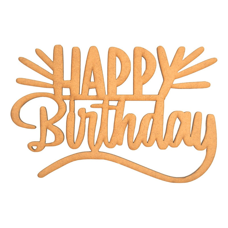 Wooden MDF "Happy Birthday" sign for party decoration measuring 80x53 cm