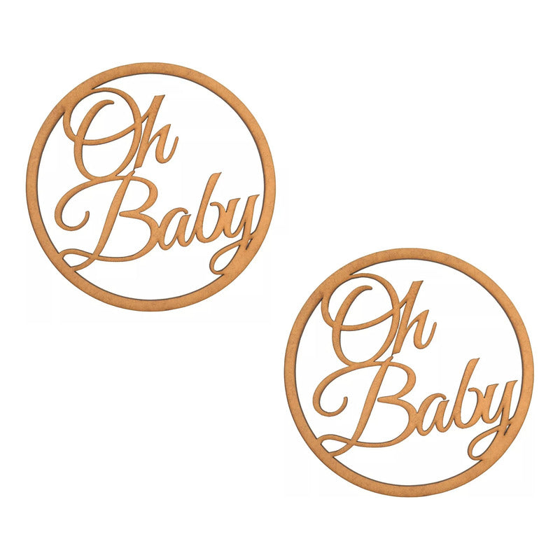 Letrero Oh Baby Circulo 60 Cm Madera Mdf Decoracion Fiesta