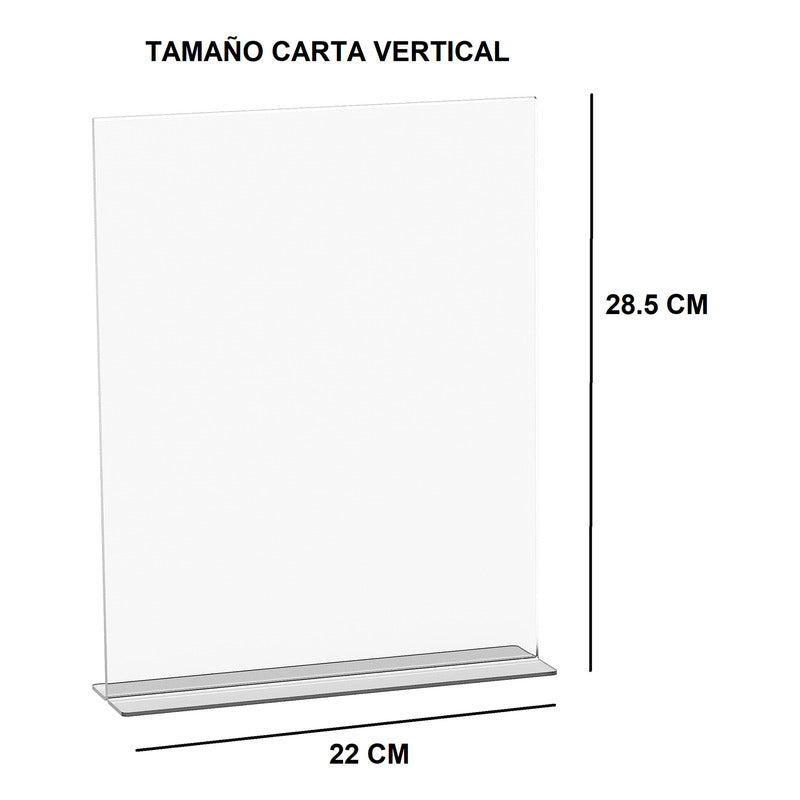 5 Porta Menu Acrilico Exhibidor Folleto Carta Vertical 2mm
