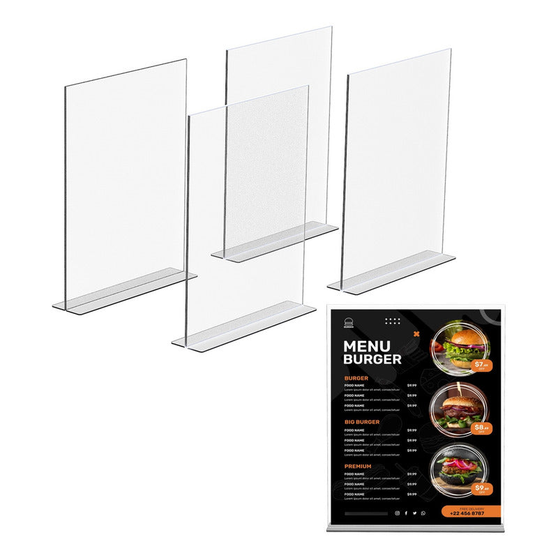 10 Porta Menu Acrilico Doble Vista 10x15cm Restaurante