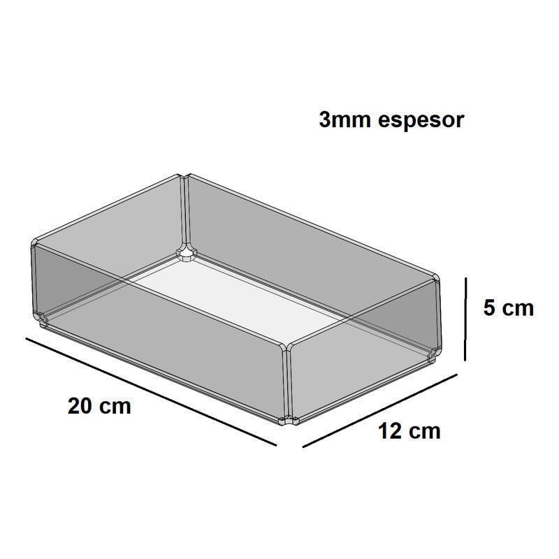 Caja Charola O Bandeja De Mesa Acrilico 3mm 5x12x20cm