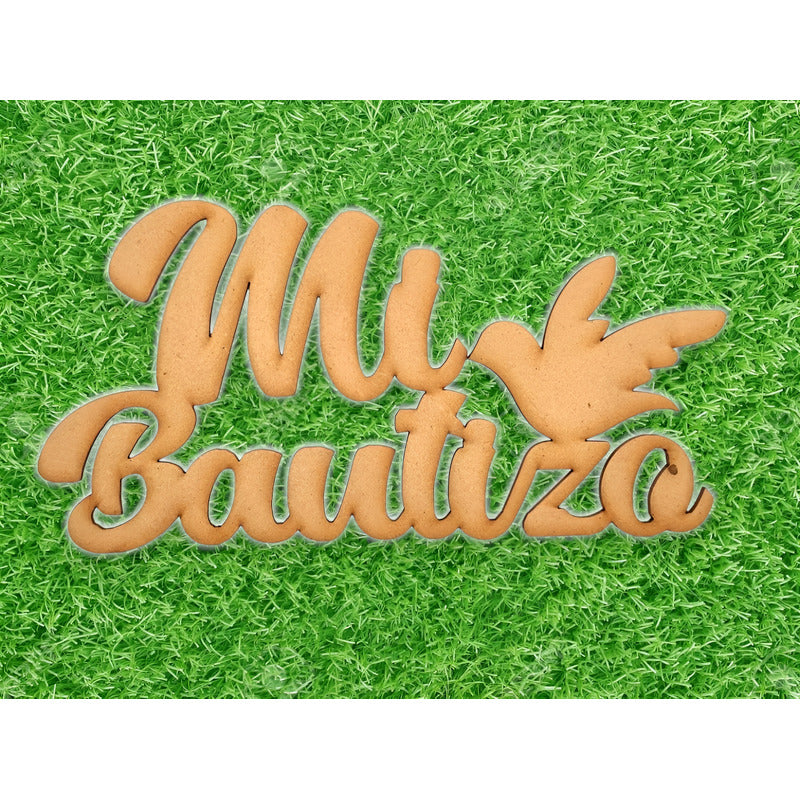 Letrero Mi Bautizo Paloma 80x40cm Madera Mdf  Decoracion