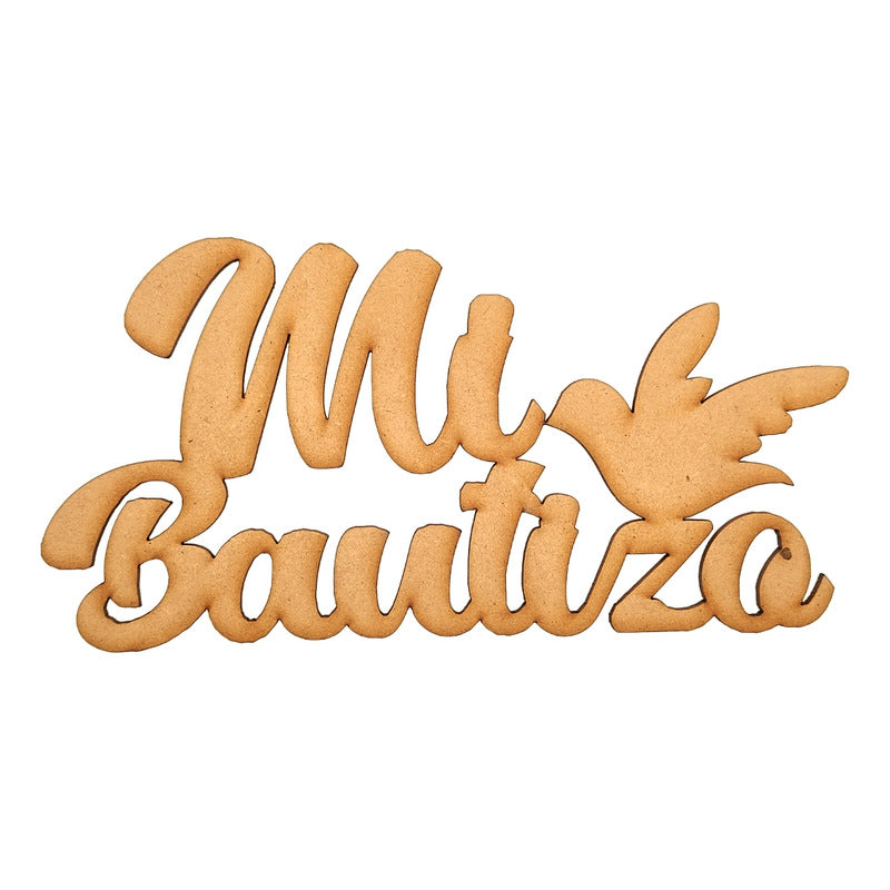 Letrero Mi Bautizo Paloma 80x40cm Madera Mdf  Decoracion