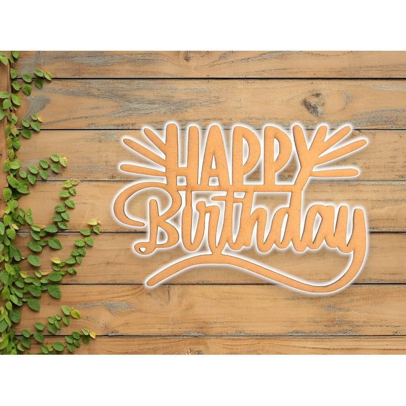 Letrero Happy Birthday 80x53 Cm Mdf  Decoracion Para Fiesta