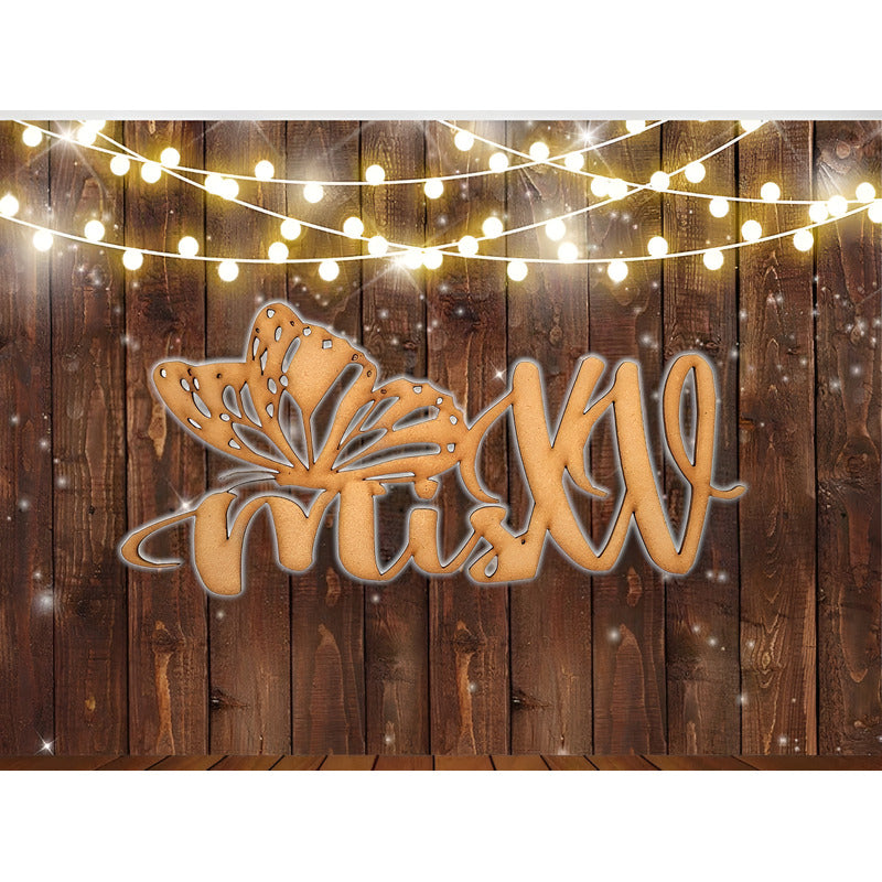Letrero Mis Xv Mariposa 80x40cm Madera Mdf Decoracion Fiesta