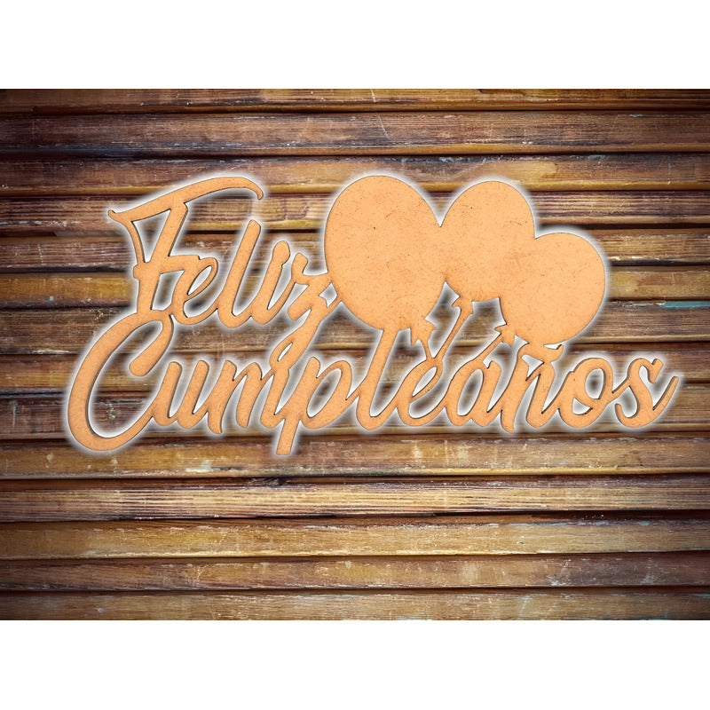 Letrero Feliz Cumpleaños Globos 80x37 Cm Mdf  Decoracion