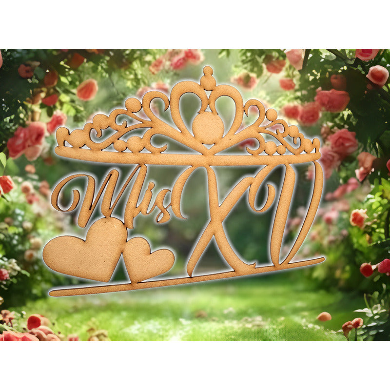 Letrero Mis Xv Corona 80x60 Cm Madera Mdf Decoracion Fiesta