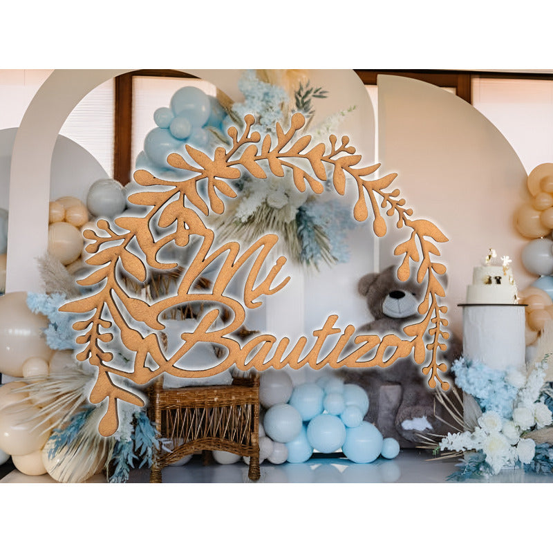 Letrero Mi Bautizo 80x65 Cm Madera Mdf Decoracion Fiesta