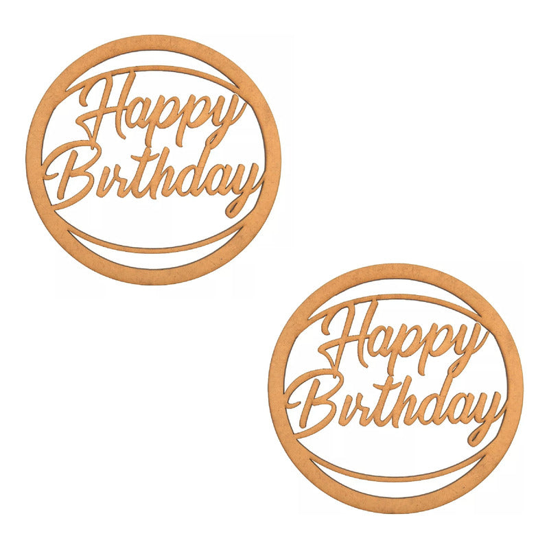 Letrero Happy Birthday Circulo 60   Cm Madera Mdf Decoracion