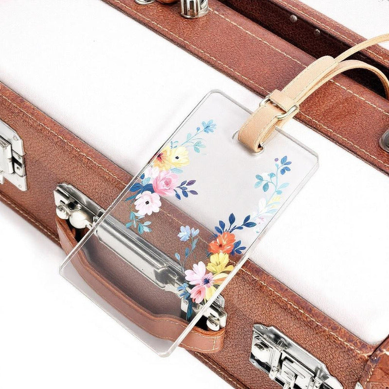 30 Tags Rectangular Acrilico Transparente 2mm 11x6cm Maleta