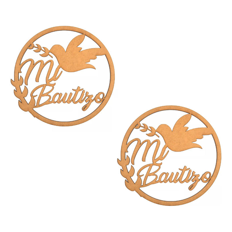 Letrero Mi Bautizo Circulo 50cm Madera Mdf Decoracion Fiesta