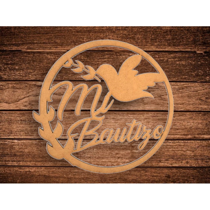 Letrero Mi Bautizo Circulo 60cm Madera Mdf Decoracion Fiesta