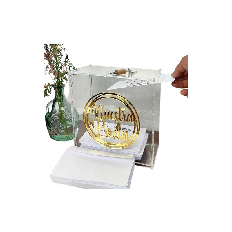 Buzon Caja Alcancia Ahorro Acrilico Fiesta Personalizada G