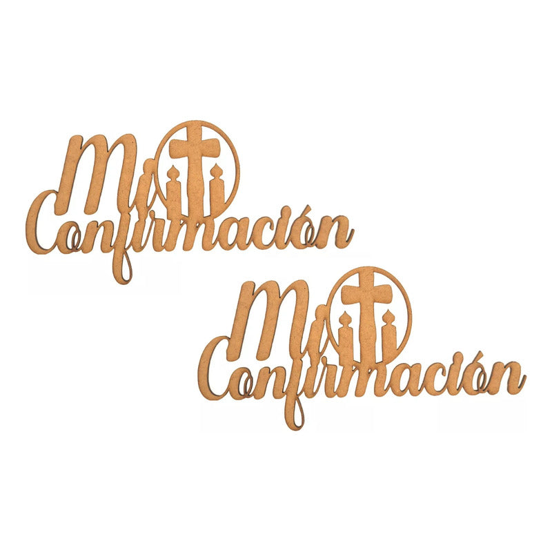 Letrero Mi Confirmacion Cruz 80x40 Cm Mdf Decoracion Fiesta