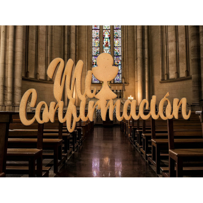 Letrero Mi Confirmacion Caliz 80x40 Cm Mdf Decoracion Fiesta