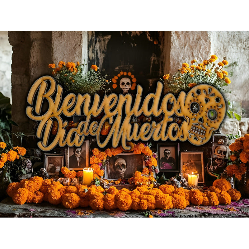 Letrero Altar Dia De Muertos 80x30cm Madera Mdf  Decoracion