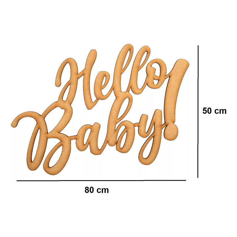 Letrero Hello Baby 80x50cm Madera Mdf  Decoracion