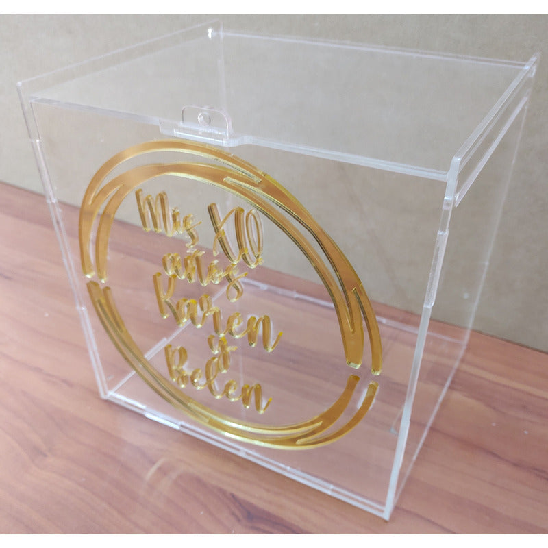 Buzon Caja Alcancia Ahorro Acrilico Fiesta Personalizada G