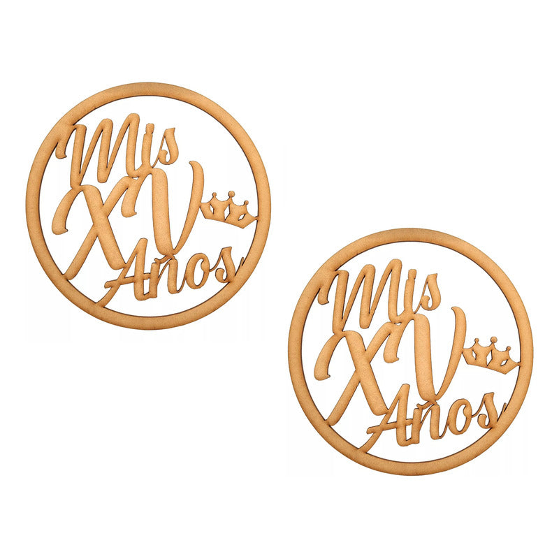 Letrero Mis Xv Corona Circulo 60cm Mdf Decoracion Fiesta