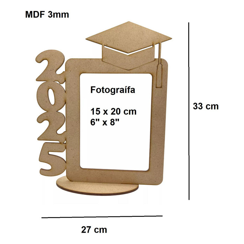 5 Portaretrato Marco Foto Graduacion Mdf 3mm 15x20cm Birrete