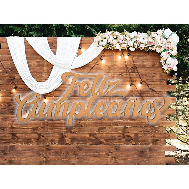 Letrero Feliz Cumpleaños 20x50 Cm Mdf  Decoracion Fiesta