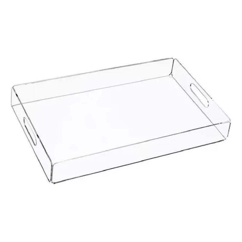 Clear acrylic breakfast tray 3mm thick with handles, size 30x40cm