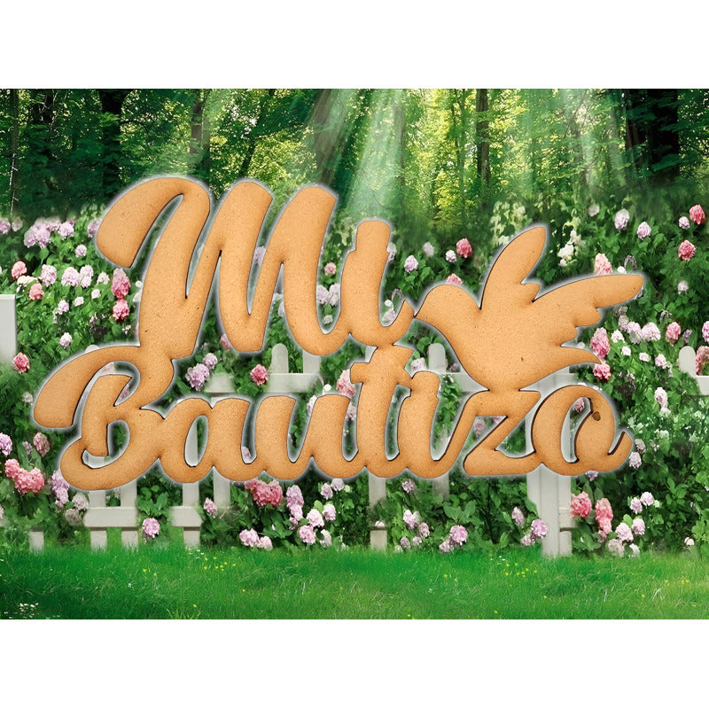 Letrero Mi Bautizo Paloma 80x40cm Madera Mdf  Decoracion