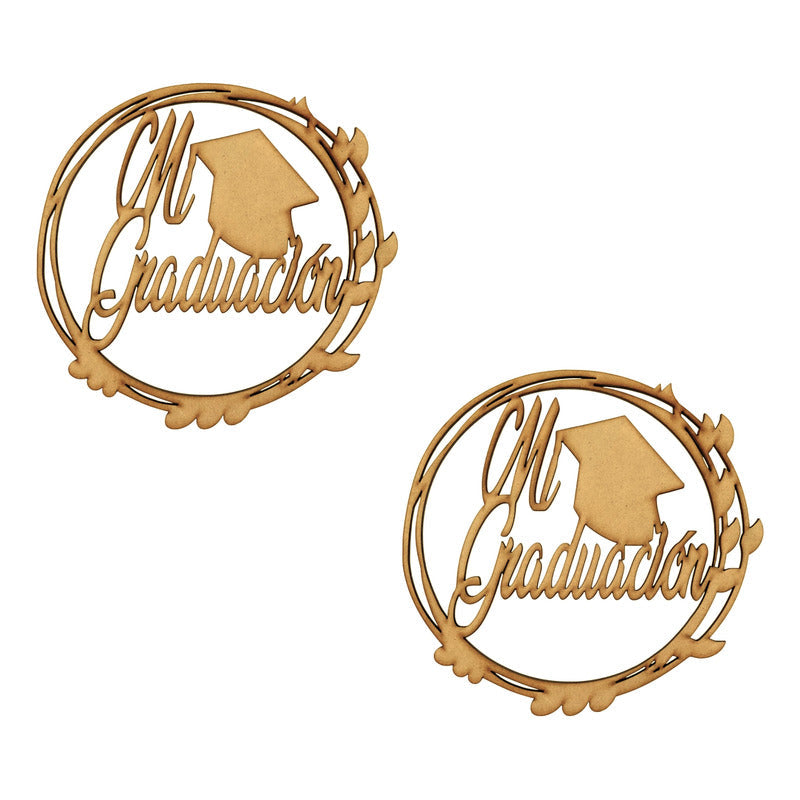 Letrero Mi Graduacion Circulo 60cm Madera     Mdf Decoracion