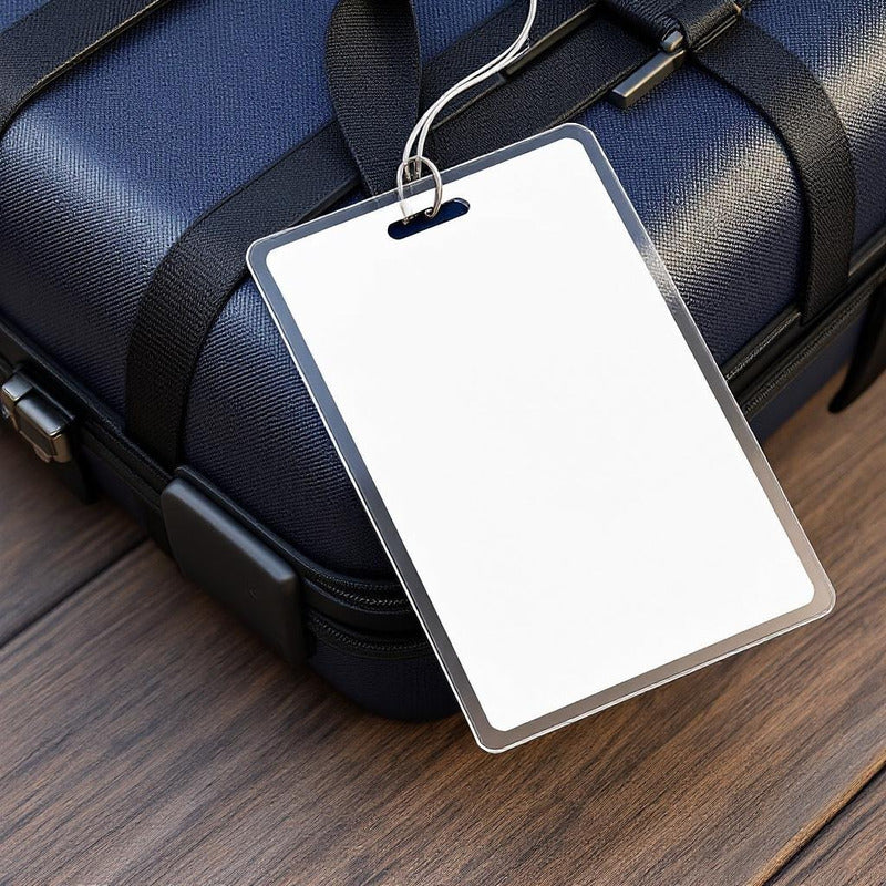 30 Tags Rectangular Acrilico Transparente 2mm 11x6cm Maleta