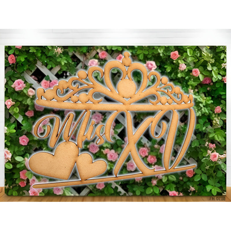 Letrero Mis Xv Corona 80x60 Cm Madera Mdf Decoracion Fiesta