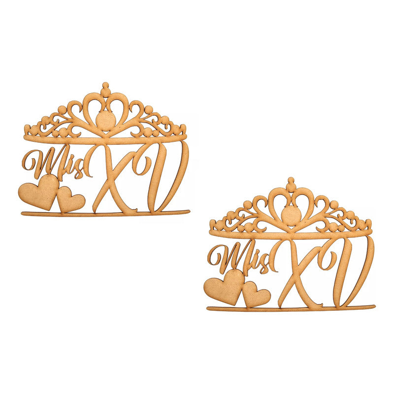 Letrero Mis Xv Corona 80x60 Cm Madera Mdf Decoracion Fiesta