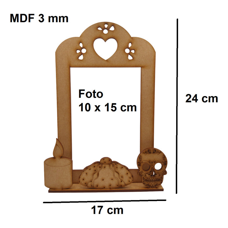 5 Porta Retrato 10x15cm Altar Dia De Muertos Mdf 24cm Altura