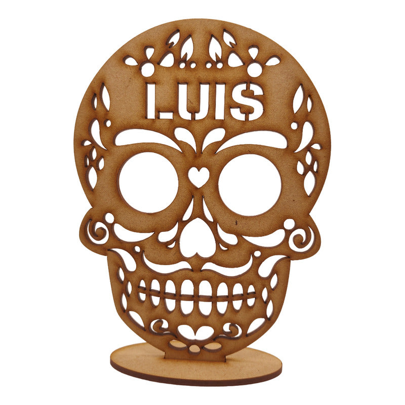 5 Pzas Calavera Mdf Personalizada 16cm Altar Dia De Muertos
