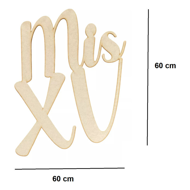 Letrero Mis Xv 60x60cm Madera Mdf  Decoracion