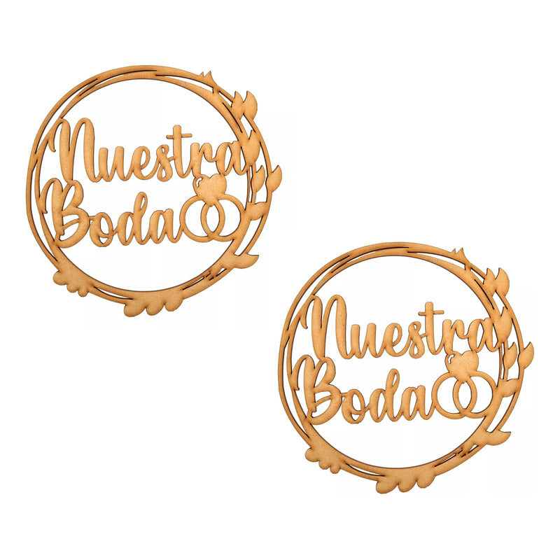 Letrero Nuestra Boda Circulo 60cm Madera Mdf Decoracion