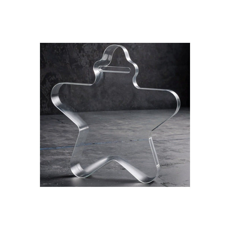 50 Medallas Acrílico Transparente 3mm Forma Estrella 7cm