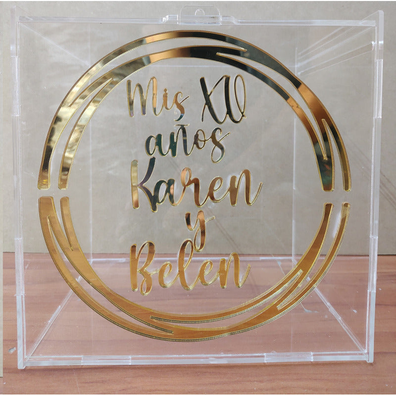 Buzon Caja Alcancia Ahorro Acrilico Fiesta Personalizada G