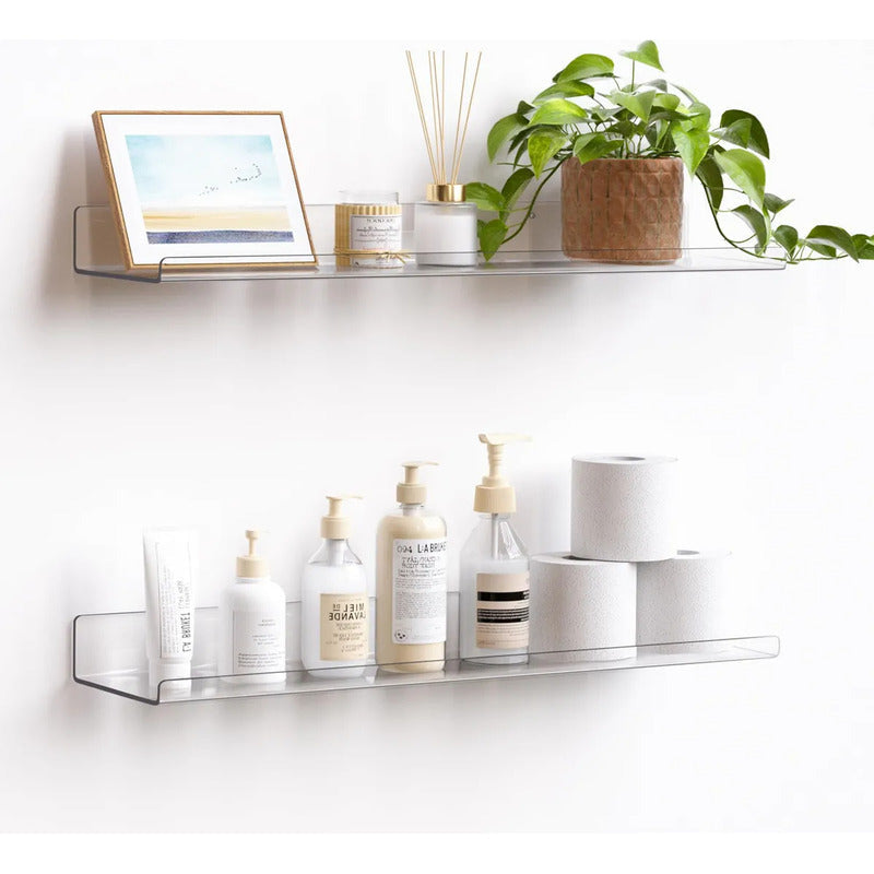 4 Repisas Flotantes De Acrílico 3 Mm Estante Pared Hogar