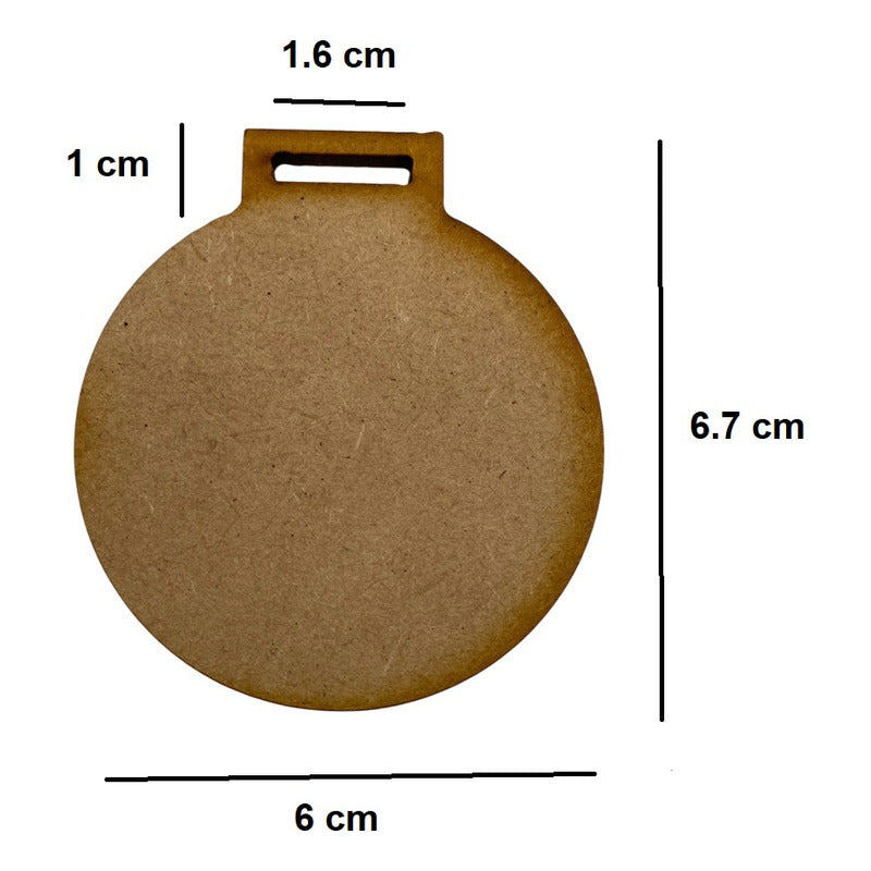 Medalla Mdf Color Natural 6 Cm 50 Piezas 3 Mm